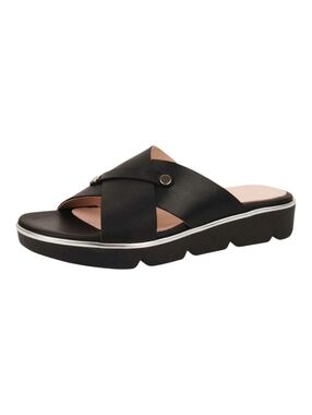 Patricia Green Catalina Sport Sandal Black Leather Slide Platform Size 40 Made i